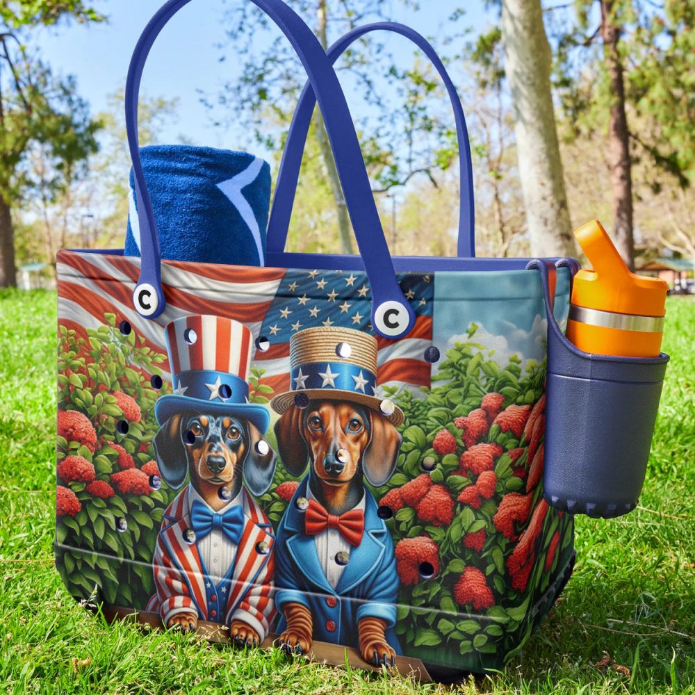 Bucket Tote Bag, Limited Edition Bogg Bag, Beach Bag Patriotic Paws - Image 4
