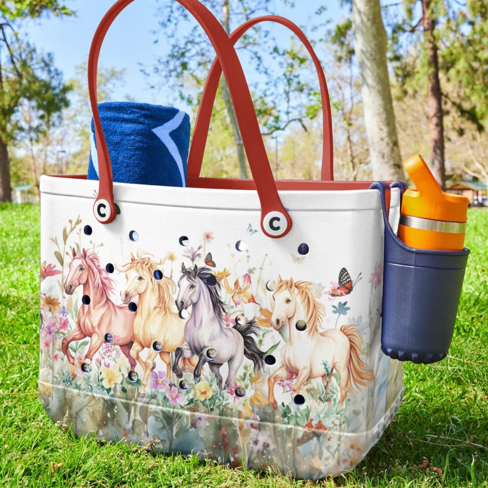 Bucket Tote Bag, Limited Edition Bogg Bag, Beach Bag Enchanted Meadow - Image 2