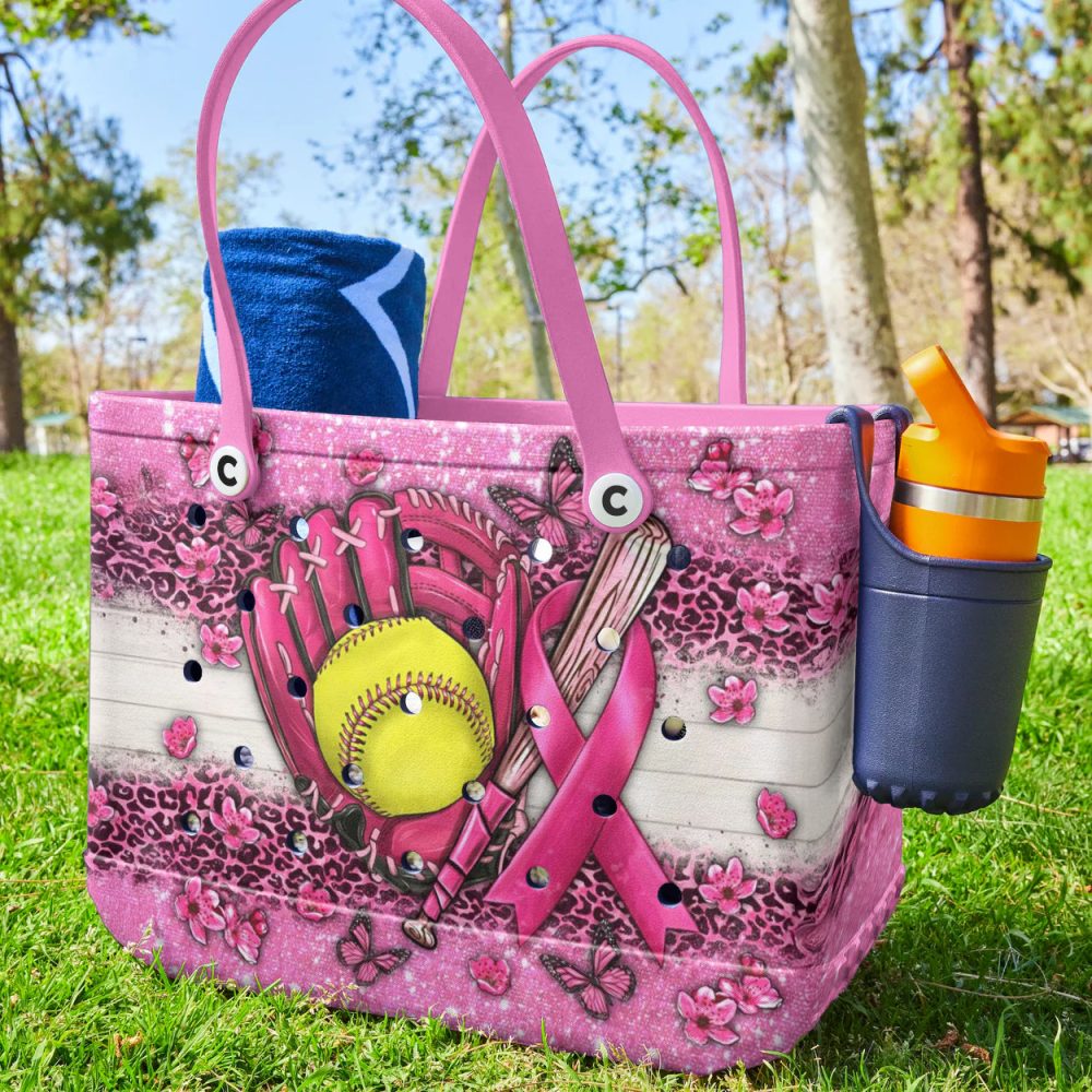 Bucket Tote Bag, Limited Edition Bogg Bag, Beach Bag Pink Ribbon Pitch - Image 2