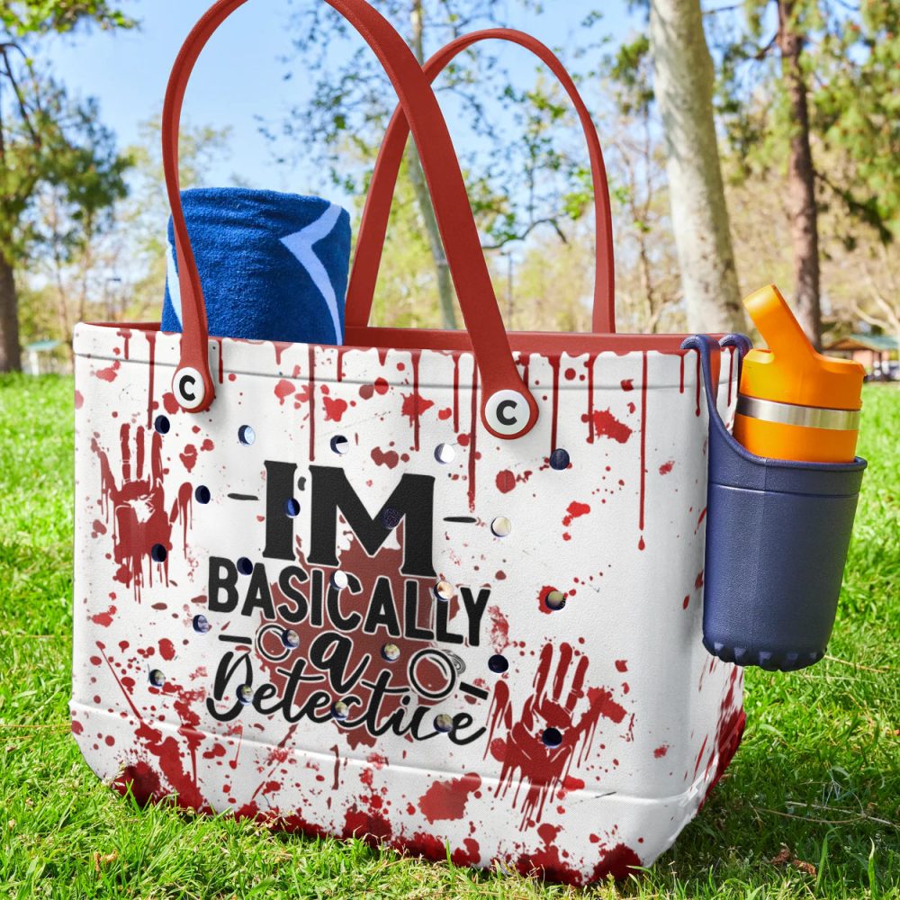 Stylish Detective Tote Bag – Unique Blood Splatter Design, Perfect Gift For Mystery Lovers - Image 5