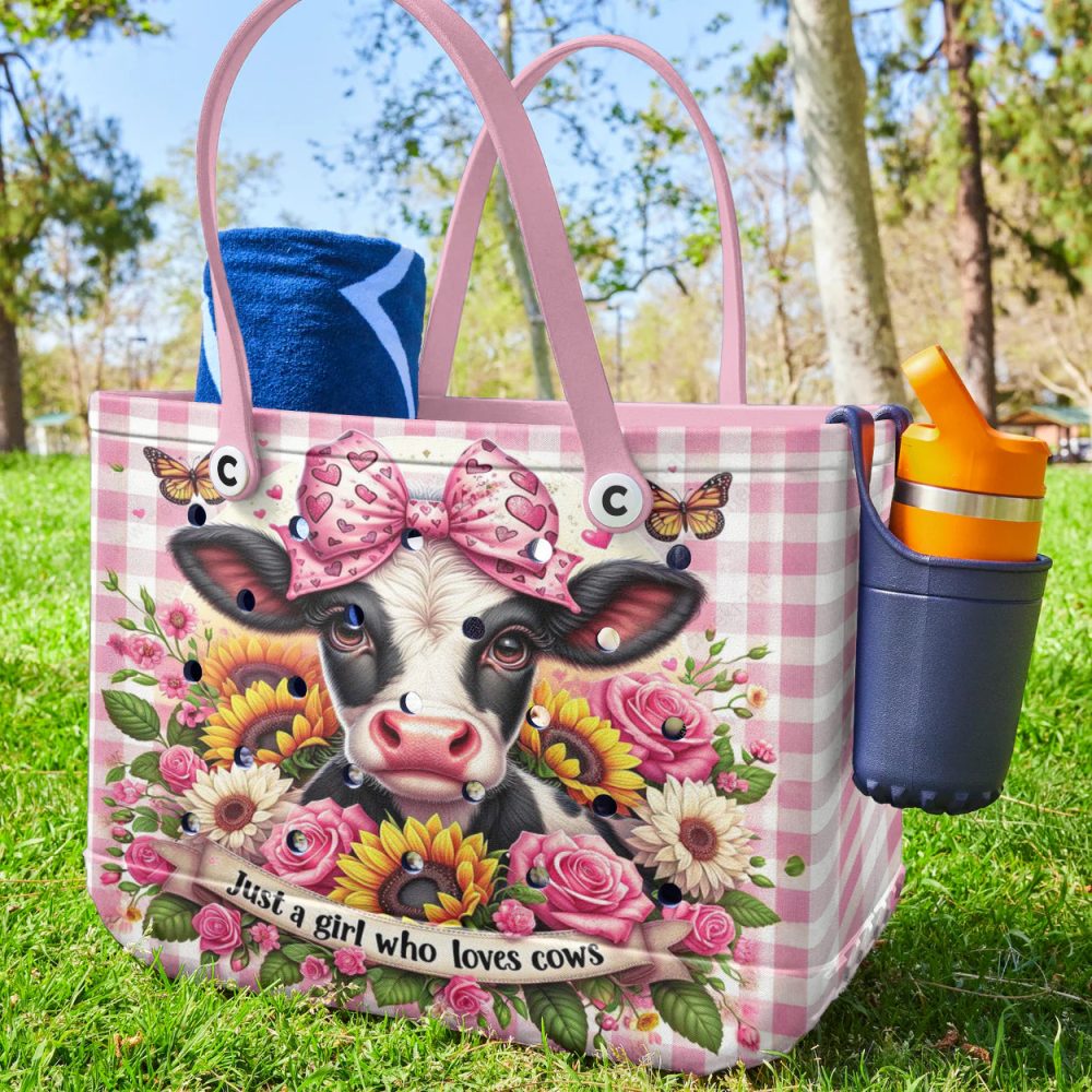 Adorable Cow Lover'S Tote Bag - Cute Pink Floral Design For Girls - Image 3