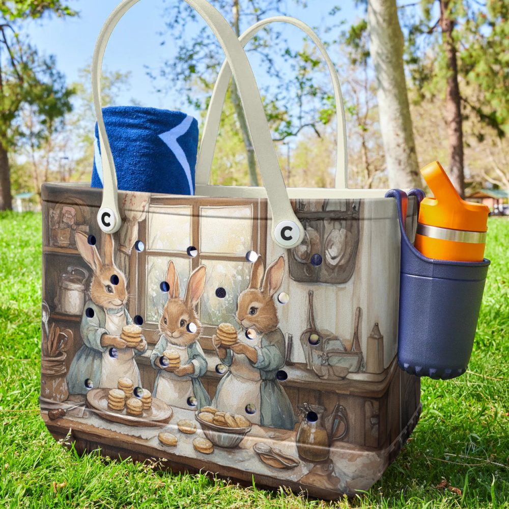 Bucket Tote Bag, Limited Edition Bogg Bag, Beach Bag Baking Bunny - Image 4