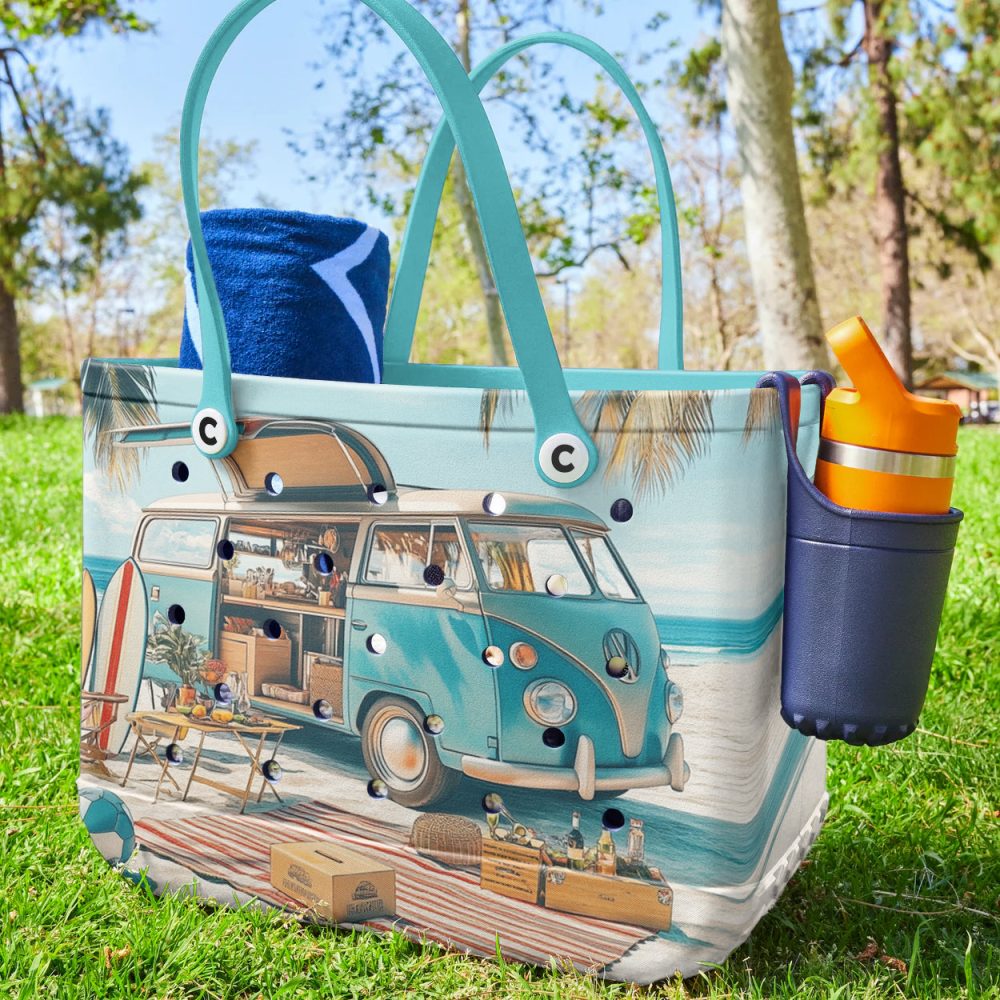 Retro Beach Van Tote Bag – Stylish, Spacious & Perfect For Summer Adventures - Image 2