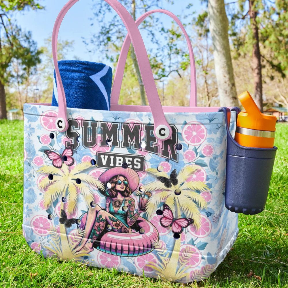 Summer Vibes Beach Tote Bag - Colorful Floral Design, Durable & Spacious For All Your Essentials - Image 3
