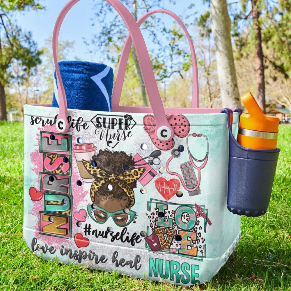 Bucket Tote Bag, Limited Edition Bogg Bag, Beach Bag Nurse Hustle - Image 2