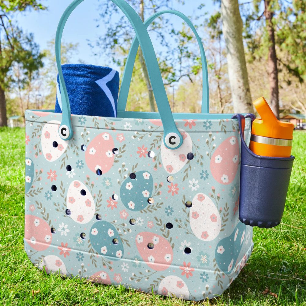 Bucket Tote Bag, Limited Edition Bogg Bag, Beach Bag Pastel Egg Delight - Image 2