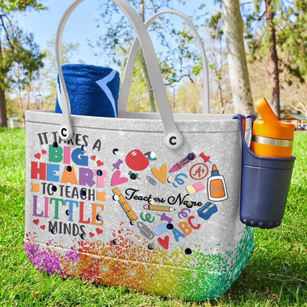 Bright & Colorful Teacher Tote Bag - 'Big Heart To Teach' Design For Educators - Image 4