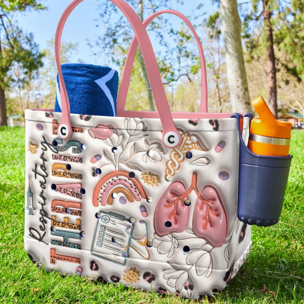 Bucket Tote Bag, Limited Edition Bogg Bag, Beach Bag Respiratory Rebel - Image 2
