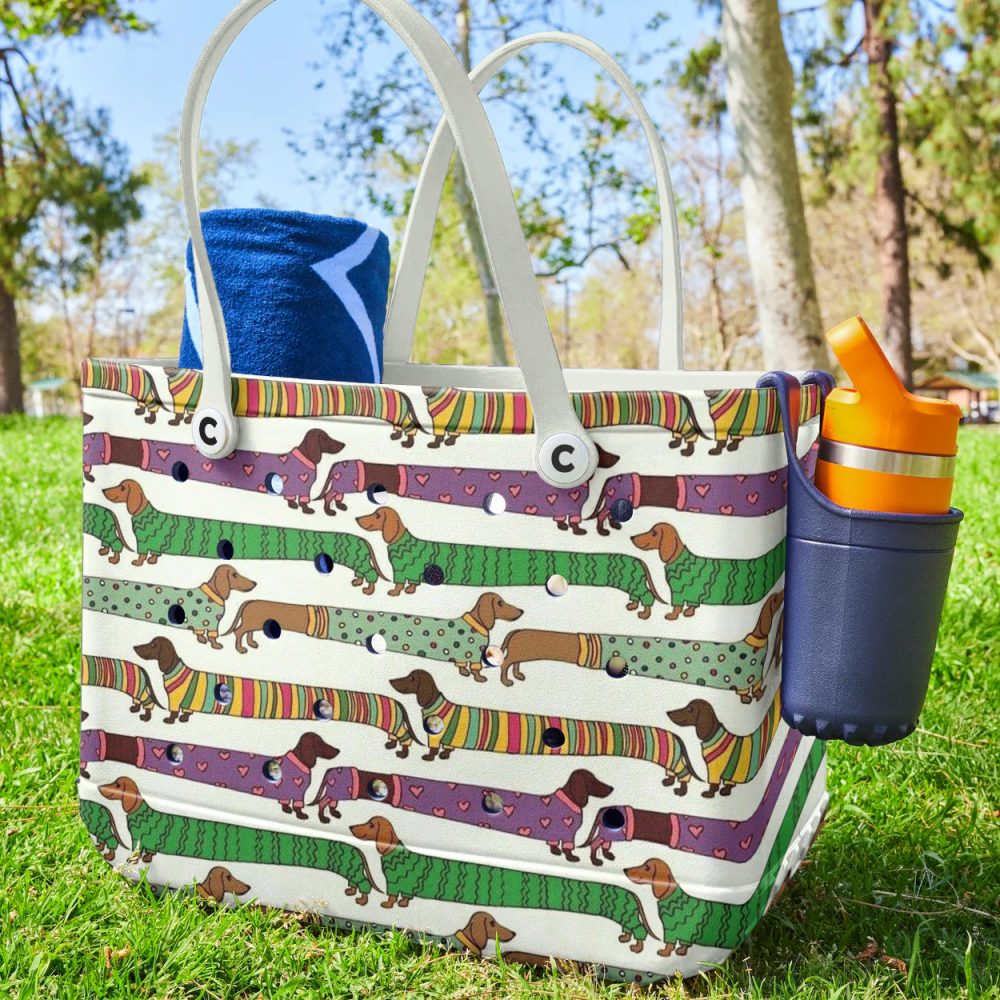 Bucket Tote Bag, Limited Edition Bogg Bag, Beach Bag Running Pup - Image 3