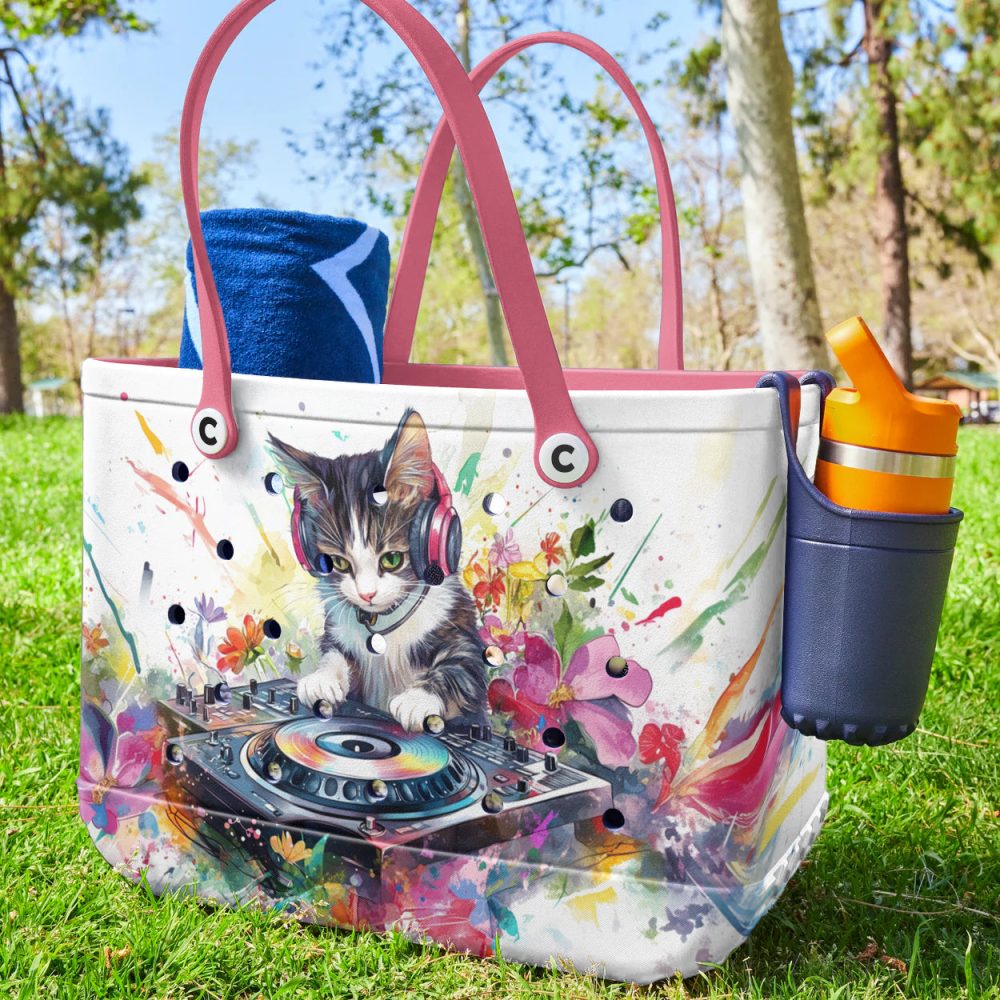 Bucket Tote Bag, Limited Edition Bogg Bag, Beach Bag Dj Kitty - Image 3