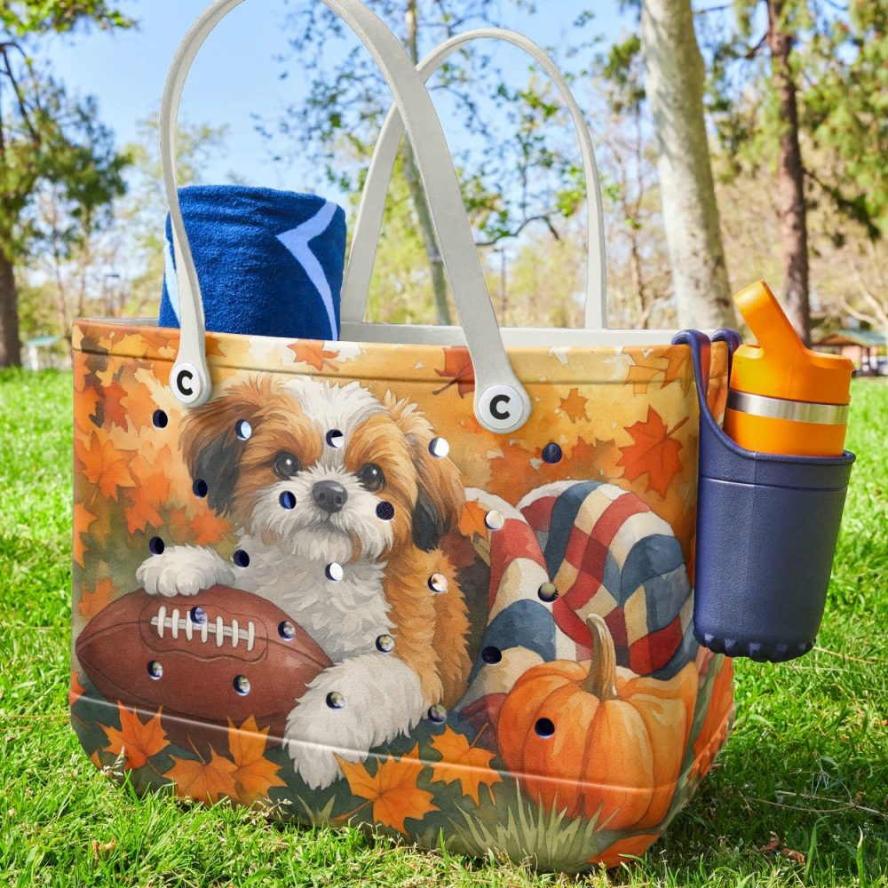 Adorable Fall Dog Tote Bag - Perfect For Autumn Outings & Pet Lovers - Image 4