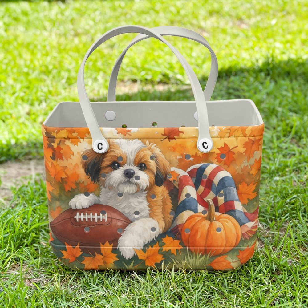 Adorable Fall Dog Tote Bag - Perfect For Autumn Outings & Pet Lovers - Image 3