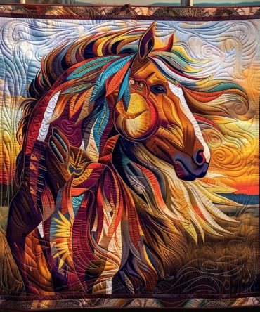 Native Horse Strenght Quilted Blanket