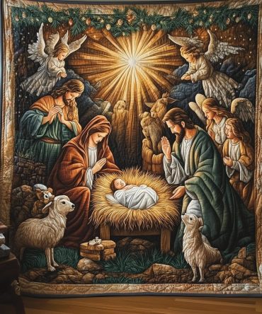 Nativity Scene Quilted Blanket