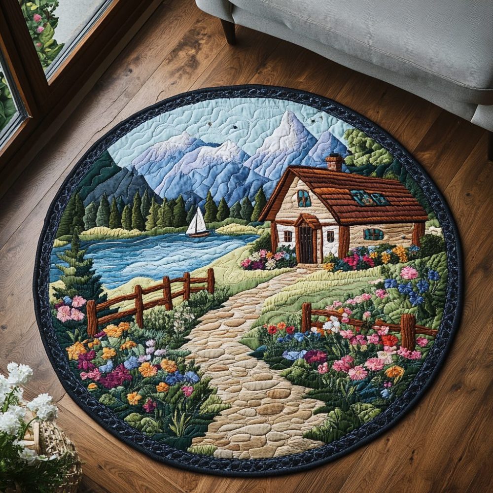 Nature Canvas Quilted Round Mat