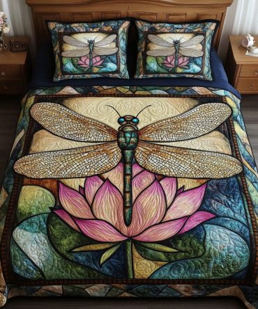 Nature Dragonfly 3-Piece Quilted Bedding Set