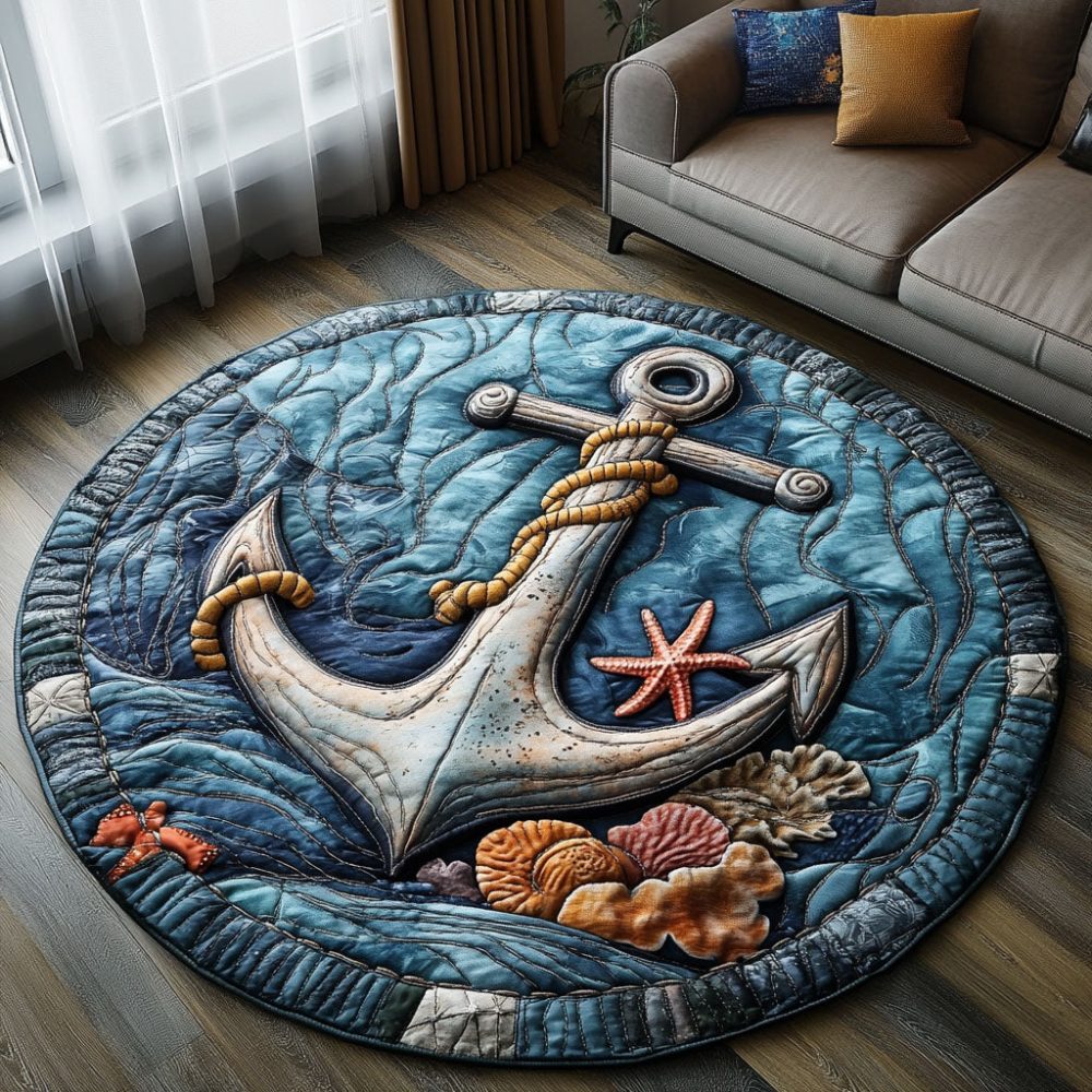 Nautical Escape Quilted Round Mat
