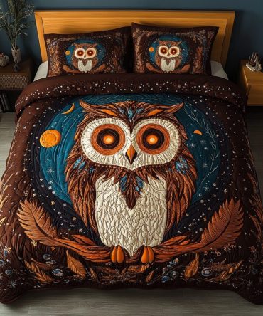 Nightfall Feathers 3-Piece Quilted Bedding Set