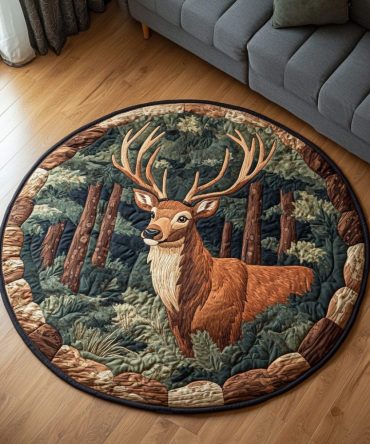 Noble Deer Quilted Round Mat