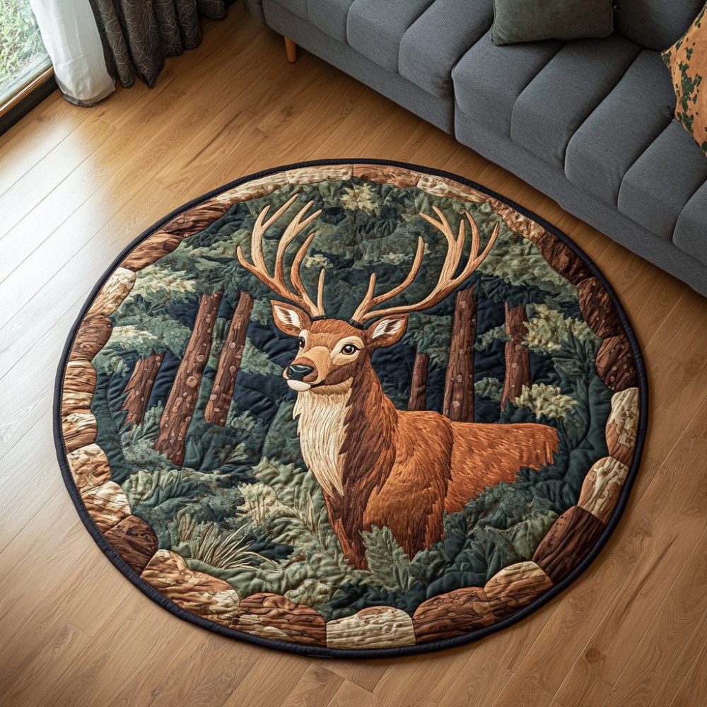 Noble Deer Quilted Round Mat