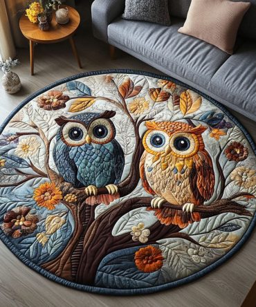 Nocturnal Guardians Quilted Round Mat