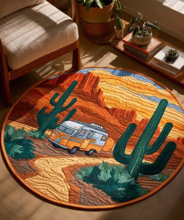 Nomad Wheels Quilted Round Mat