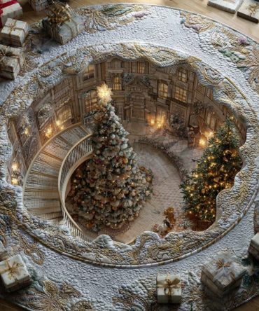 North Pole Depths Quilted Round Mat