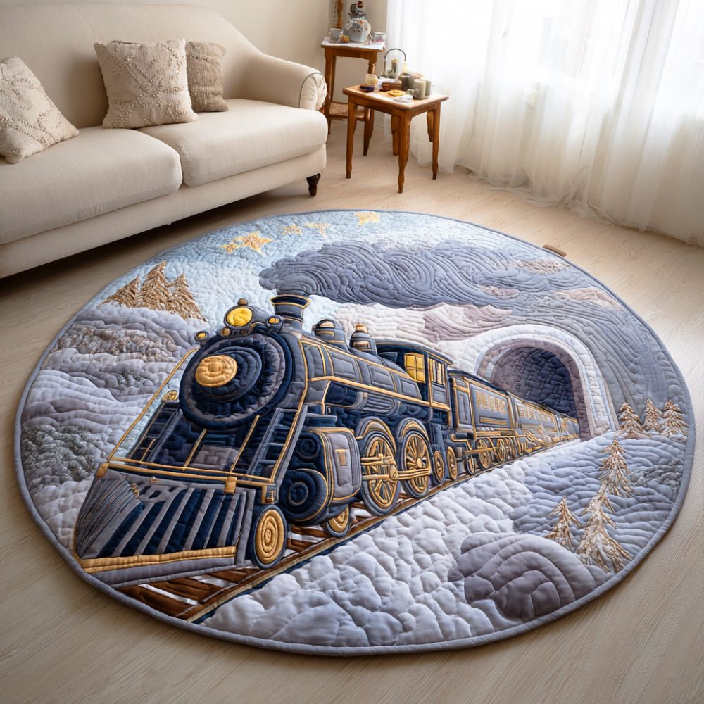 North Pole Express Quilted Round Mat