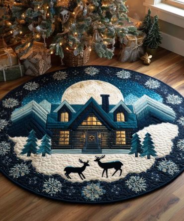 Northern Lights Chalet Quilted Round Mat