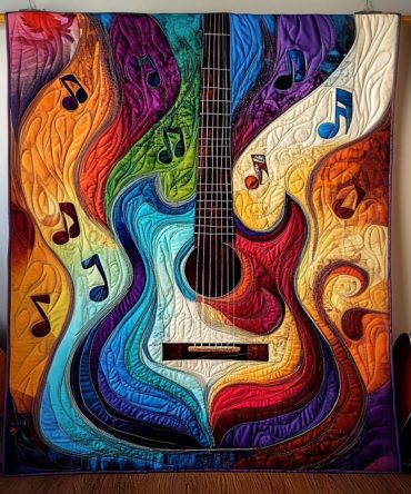 Notes In Color Waves Quilted Blanket