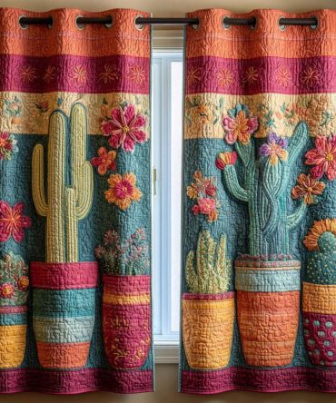 Oasis Bloom Cactus Quilted Curtains