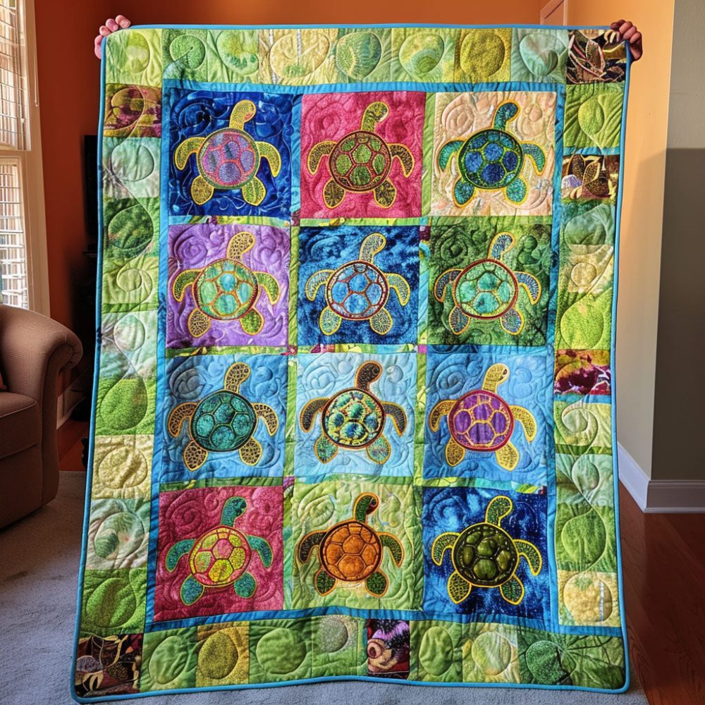Ocean Turtle Dream Quilted Blanket