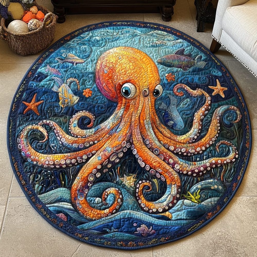 Ocean Breeze Serenity Quilted Round Mat