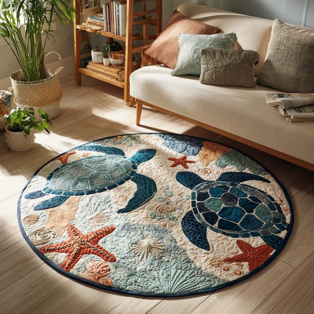 Ocean Embrace Quilted Round Mat
