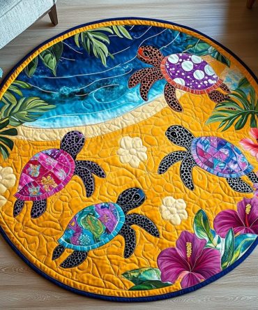 Ocean Glide Quilted Round Mat