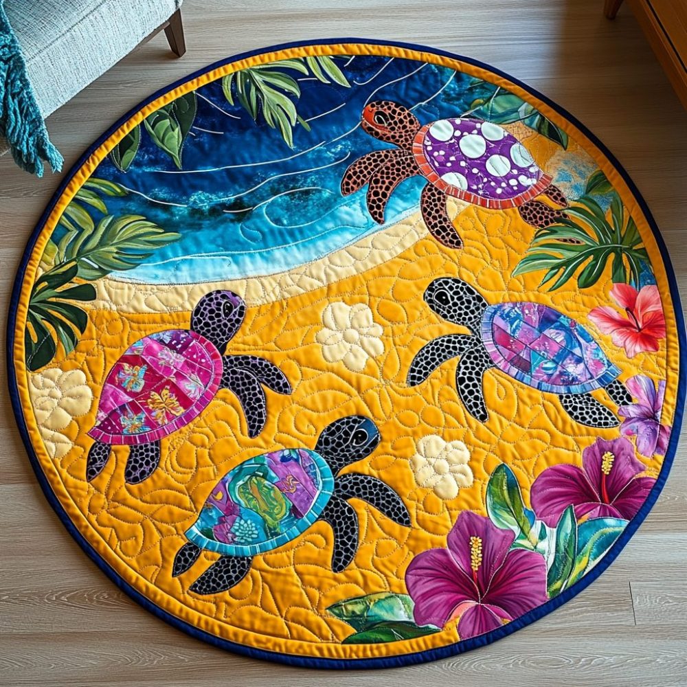 Ocean Glide Quilted Round Mat