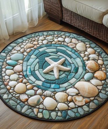 Ocean Mosaic Quilted Round Mat
