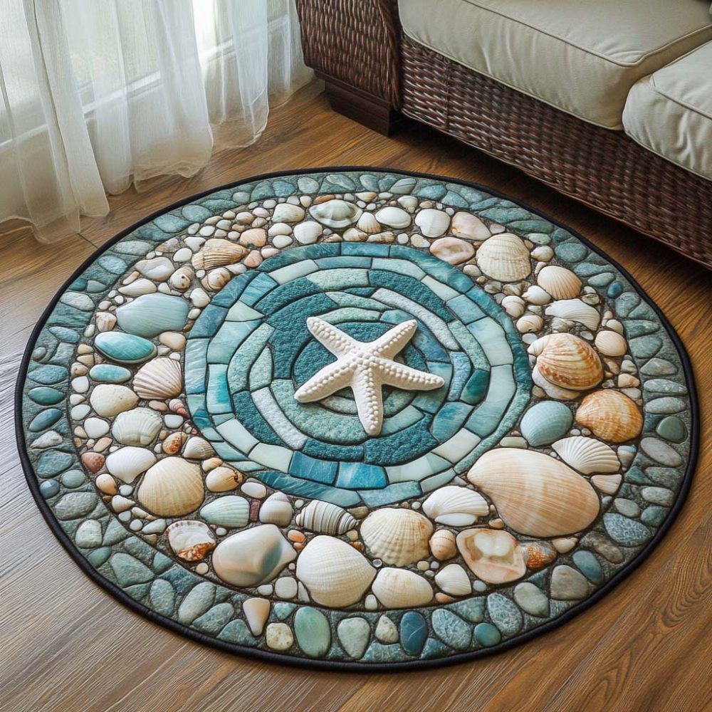Ocean Mosaic Quilted Round Mat