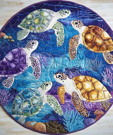 Ocean Tranquil Quilted Round Mat