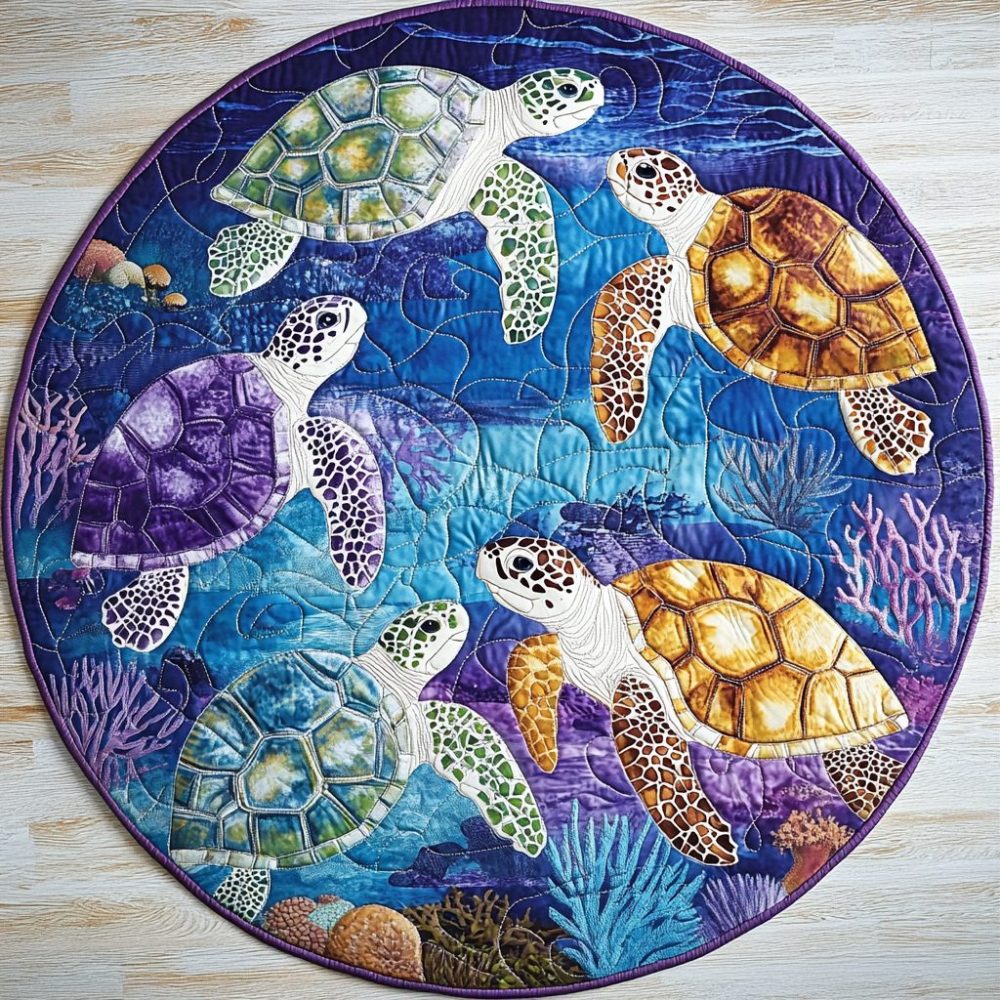Ocean Tranquil Quilted Round Mat