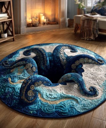 Ocean Vortex Quilted Round Mat