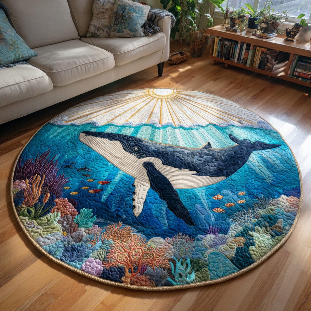 Ocean Whale Quilted Round Mat