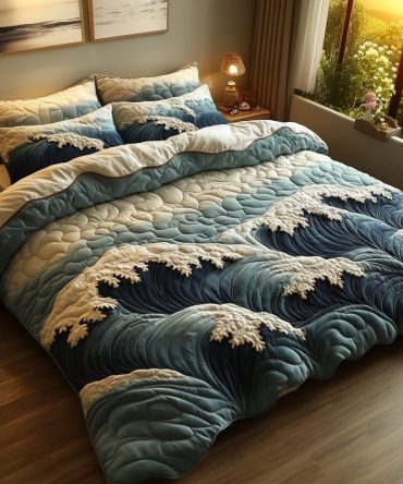 Ocean Whirl 3-Piece Quilted Bedding Set