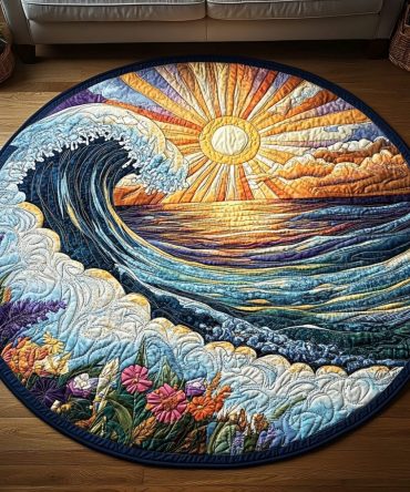Ocean Whirl Quilted Round Mat