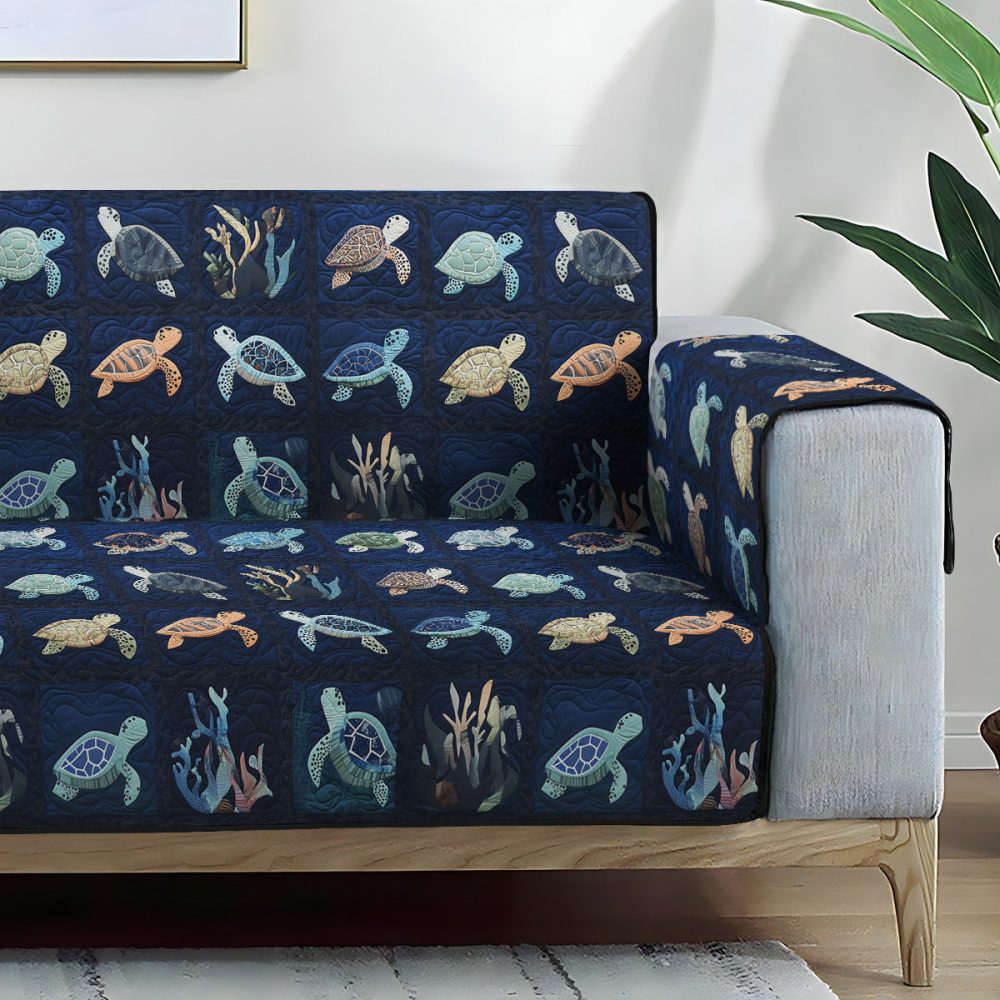 Oceanic Odyssey Quilted Sofa Cover - Image 5