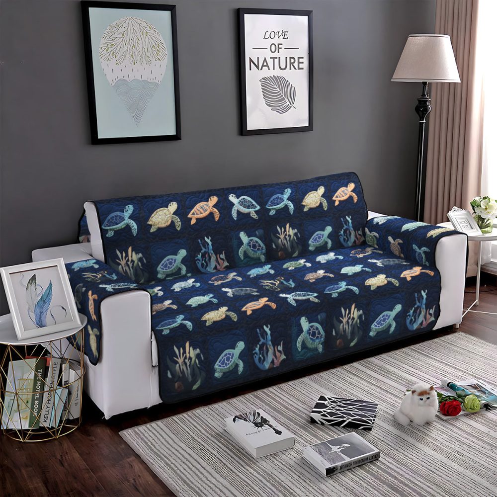 Oceanic Odyssey Quilted Sofa Cover - Image 4