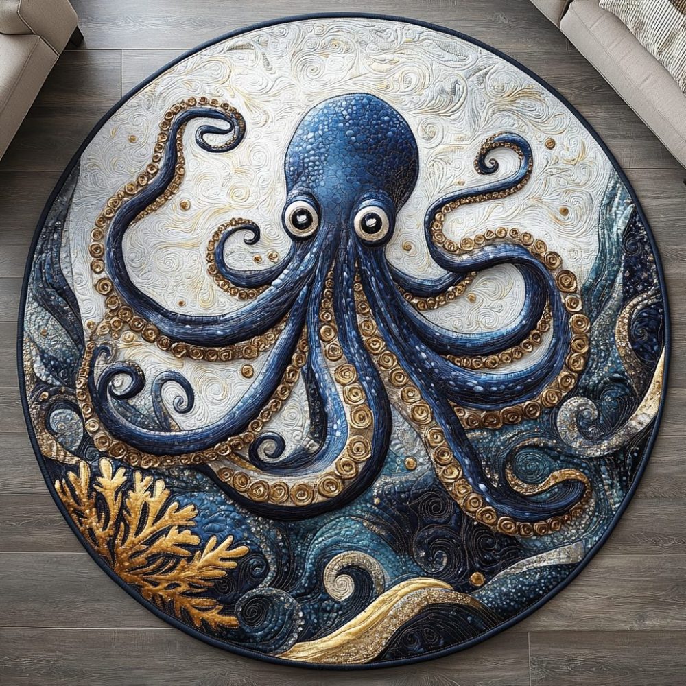 Octopus Dance Quilted Round Mat