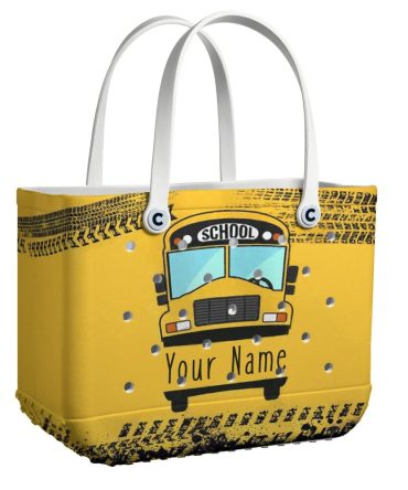 Personalized School Bus Tote Bag – Customizable Name, Durable & Stylish For Kids