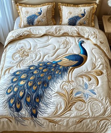Opulent Plumage 3-Piece Quilted Bedding Set