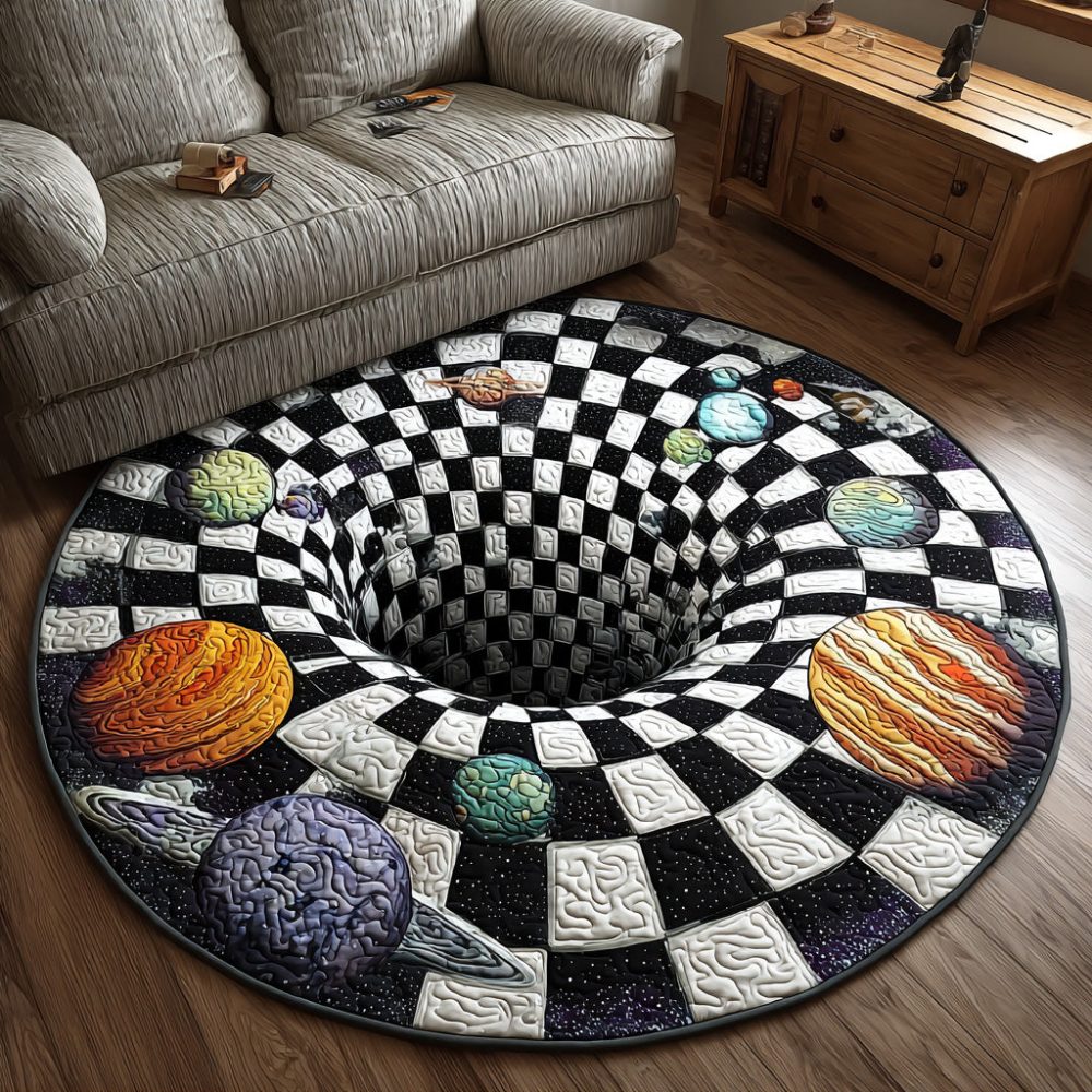 Orbital Whirl Quilted Round Mat